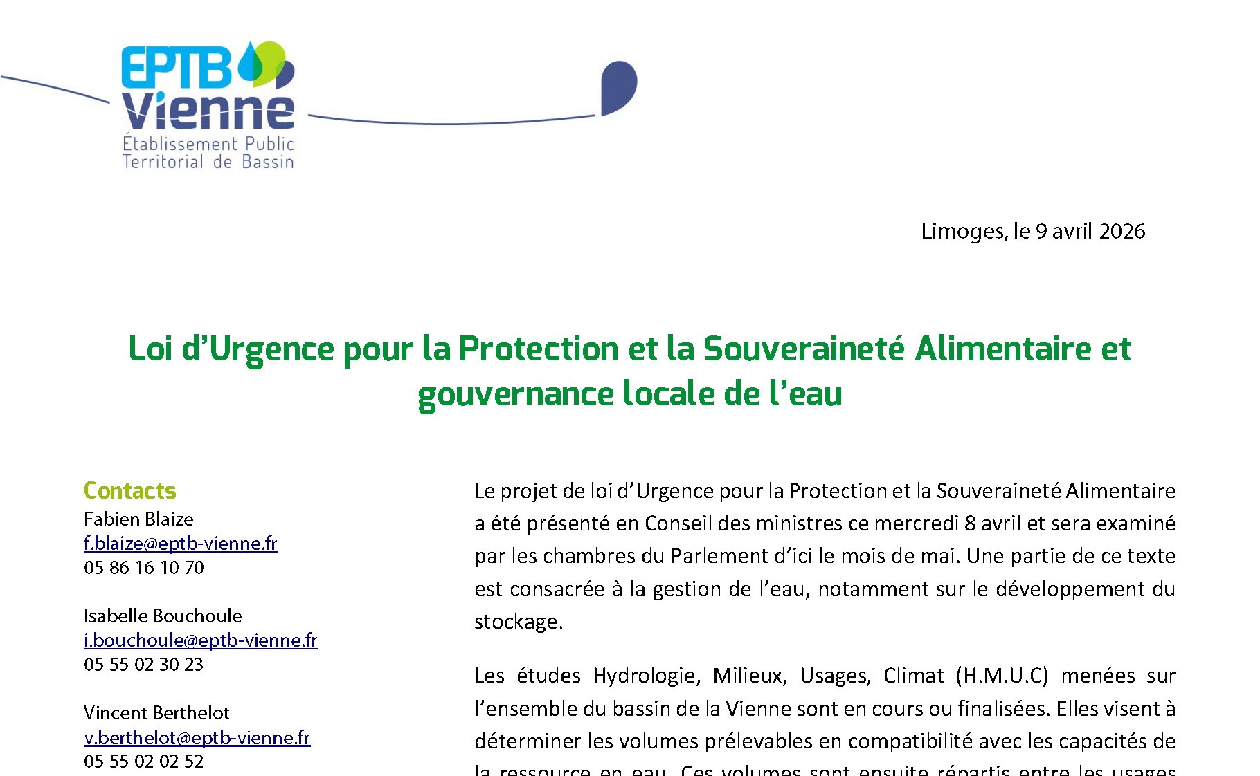 Projet de loi d'Urgence pour la Protection et la Souveraineté Alimentaire